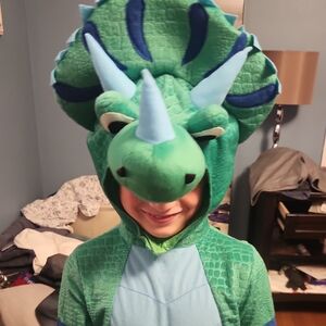 Kids Dinosaur Costume in Green and Blue SMALL